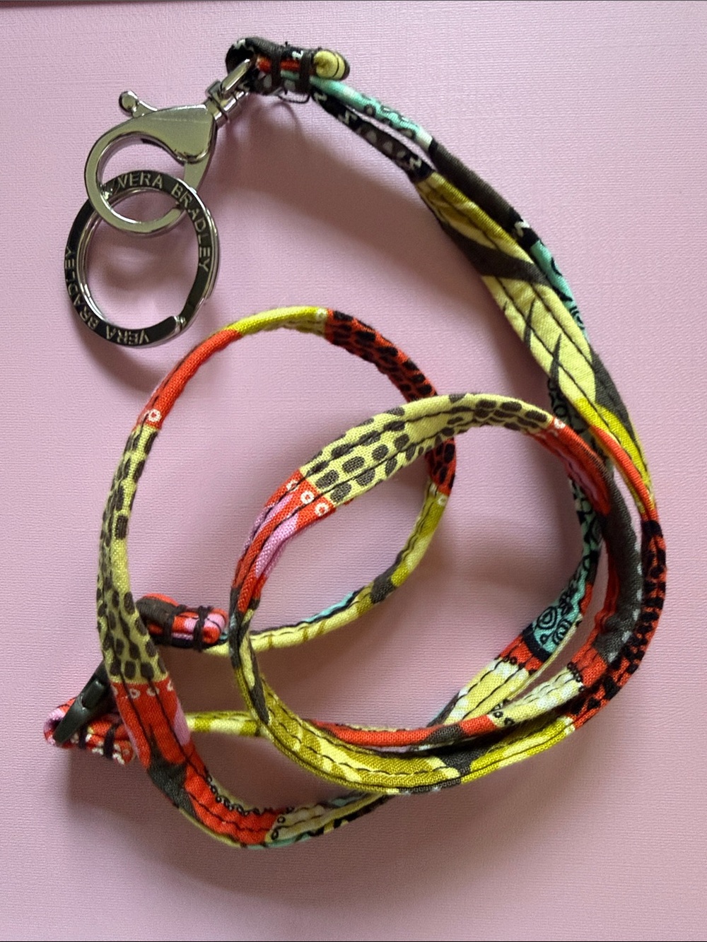 🖤Vera Bradley RETIRED Lanyard Keyring Lime Green, Teal, Black, Red, Pink NEW